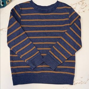 Cat & Jack Navy Blue and Tan Striped Kids Crewneck Sweatshirt